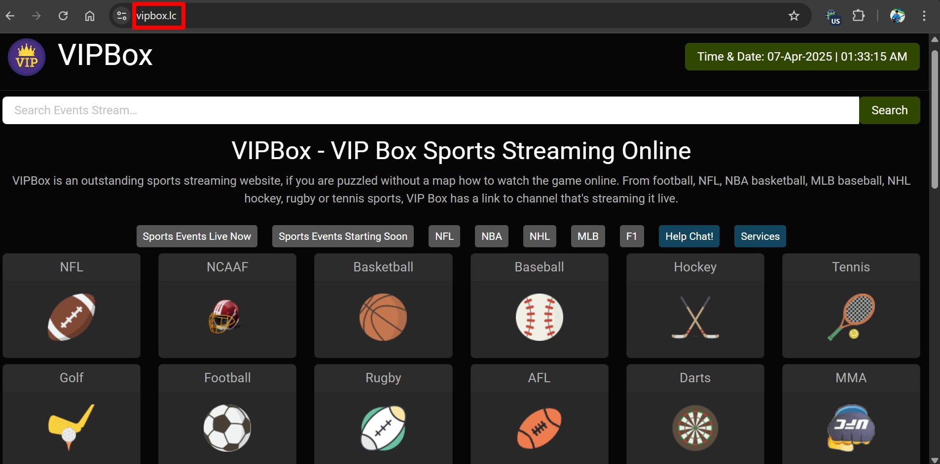 VIPBox streaming site