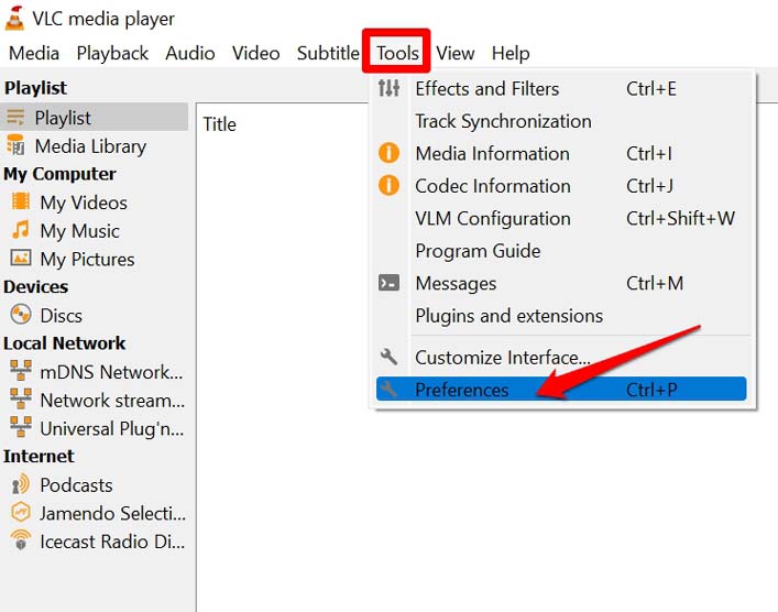 VLC media player preferences settings