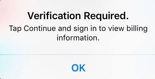 Verification Required Error when Downloading Free Apps on App Store