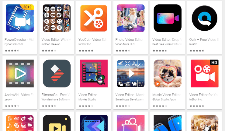 Video Editor Apps in Google PlayStore