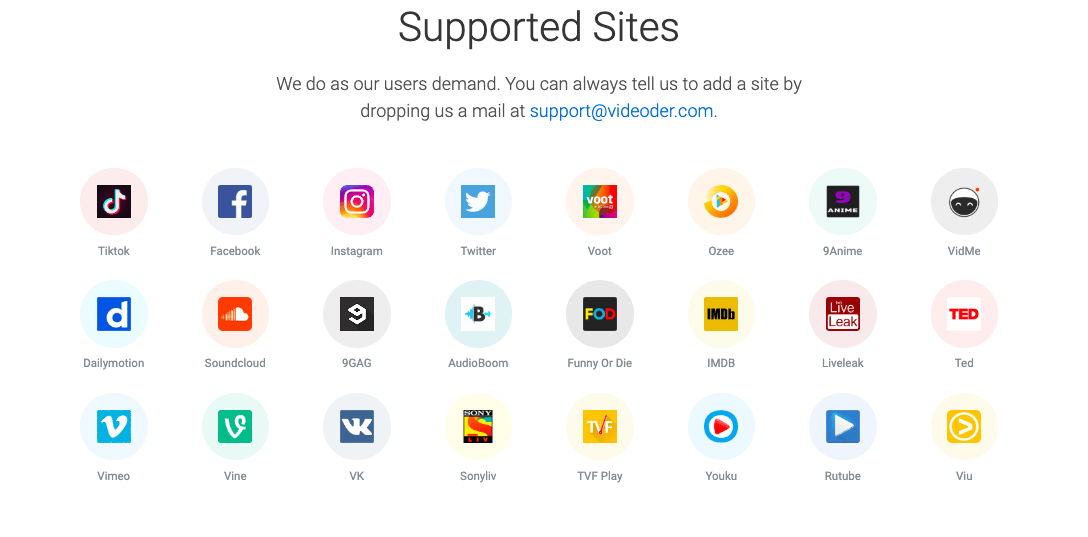 Videoder Supported Sites