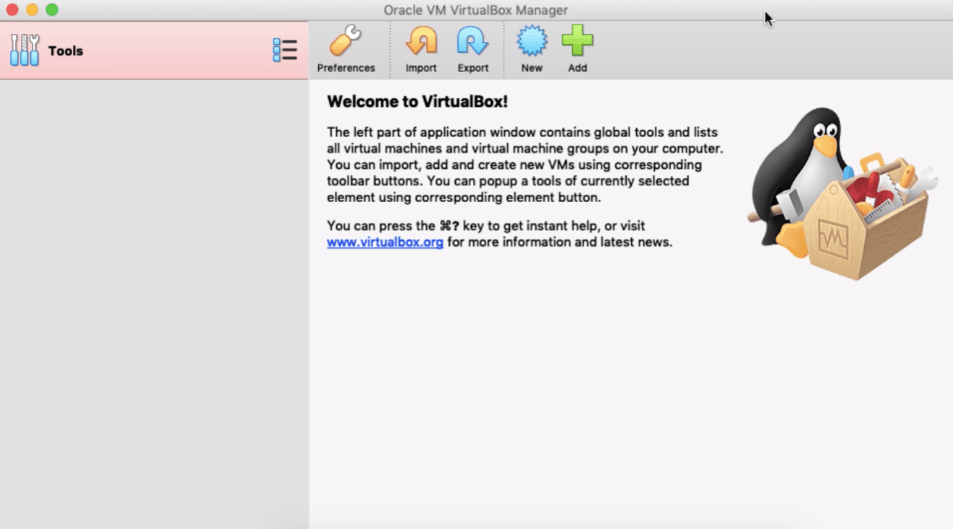 VirtualBox Window in MacBook macOS