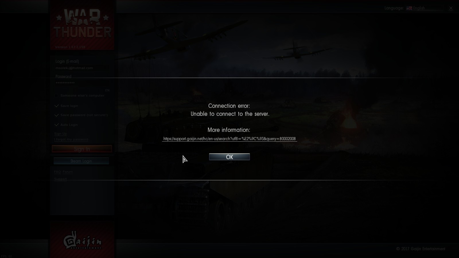 War Thunder Unable to Connect to Server Issue Fix