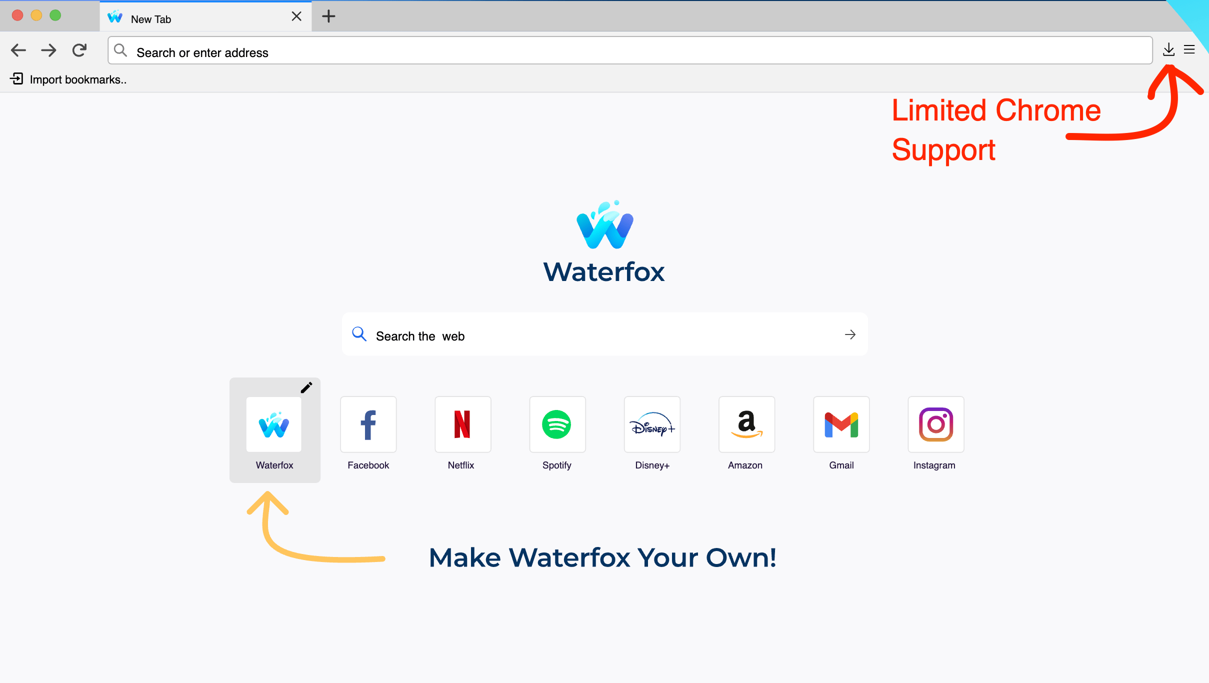 Waterfox browser fully supports Firefox add-ons and some basic Chrome extensions