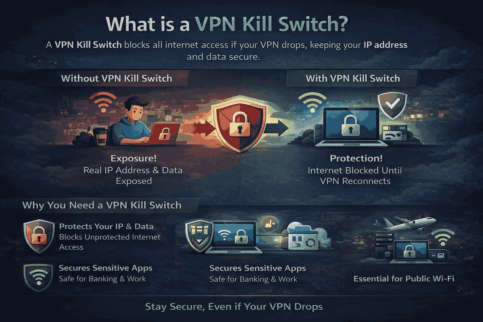 Image explaning what is a VPN Kill Switch is