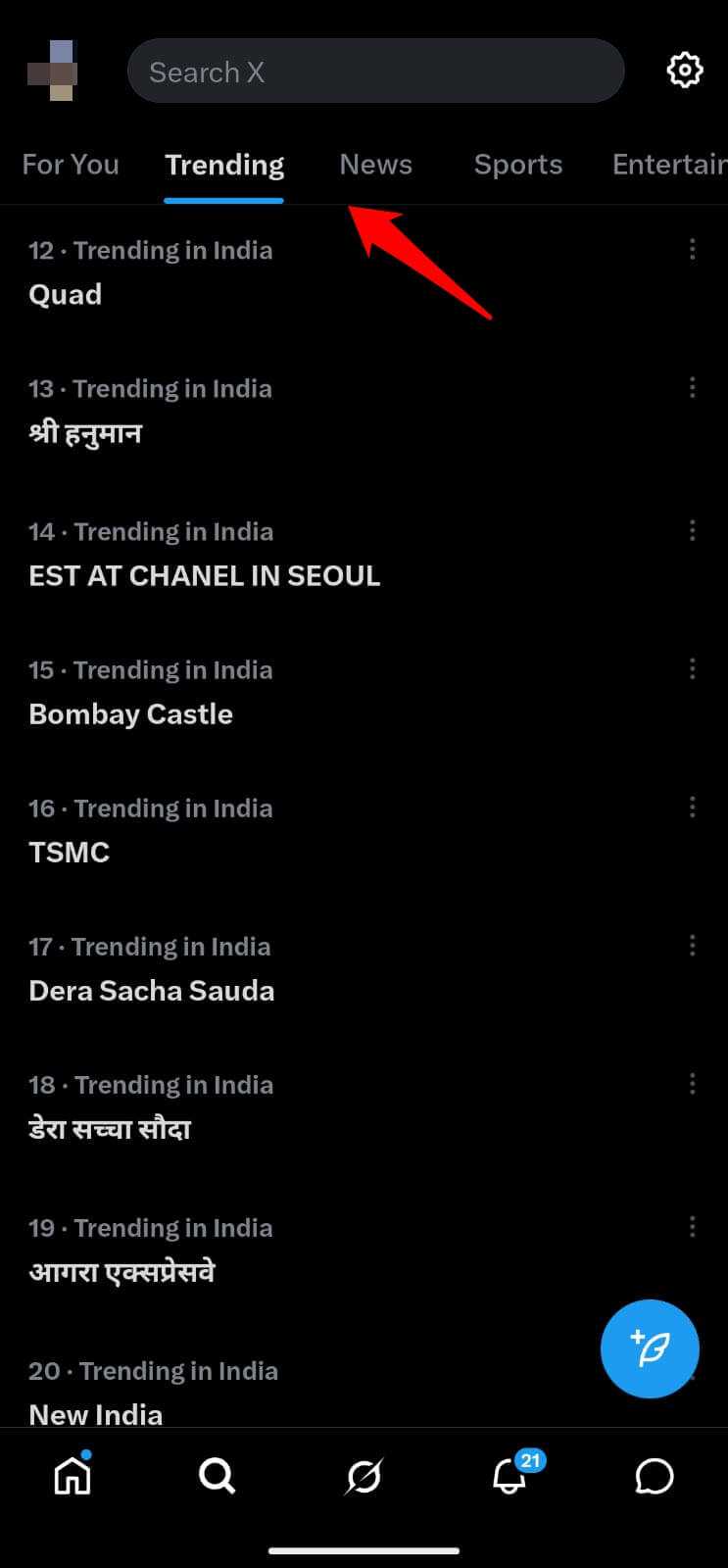 Whats trending on X