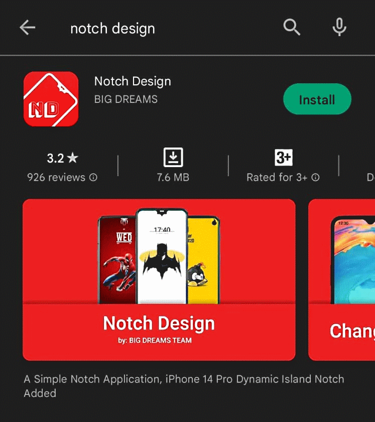 iphone 14 notch on android