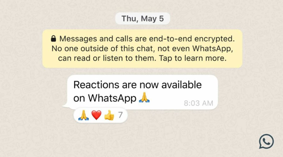 Reactions on WhatsApp