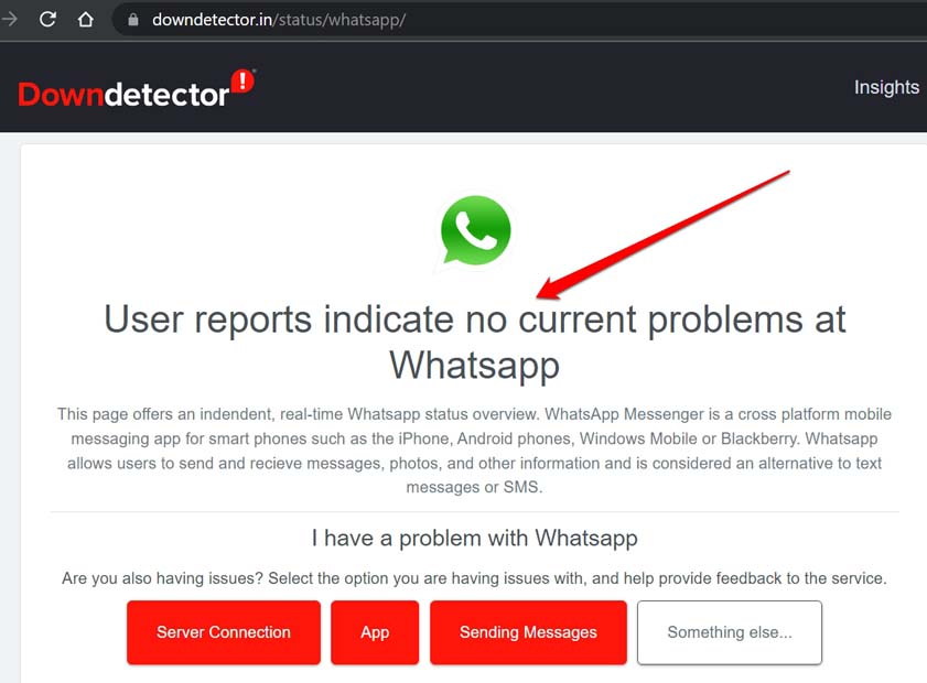 WhatsApp downdetector status