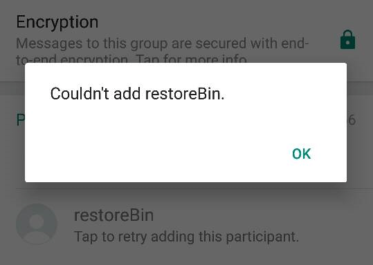 Couldn't Add User in WhatsApp Group