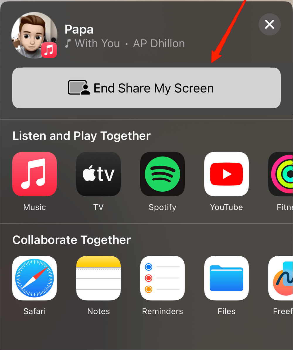 When you wish to end screen-sharing, tap on the video call to pull up the screen. Again, click on the end share play button and that's it.