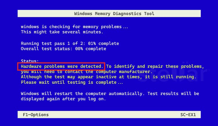 While the test runs, you’ll see a progress bar and a message showing if any problems are found. 