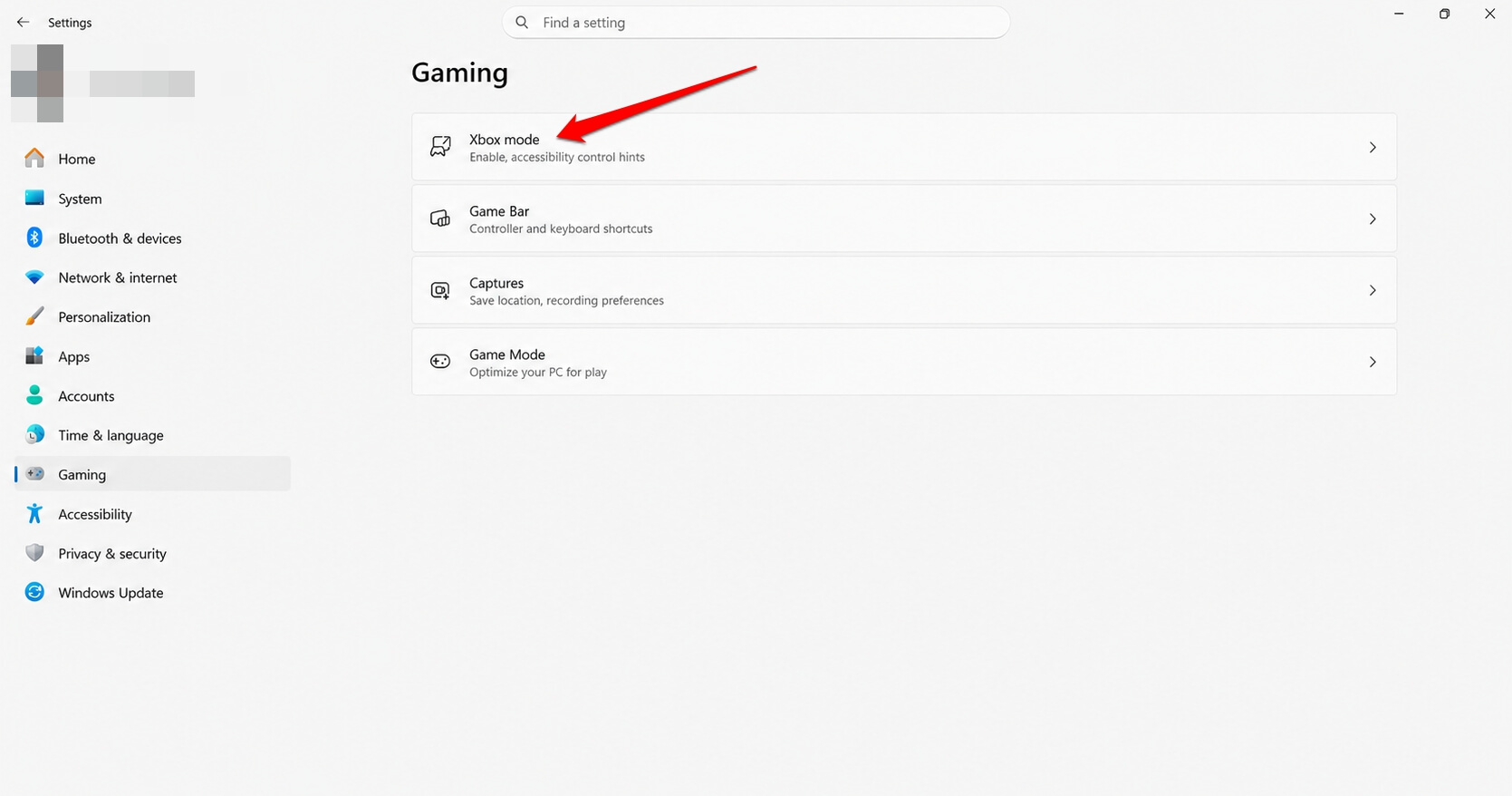 Windows 11 Gaming Xbox mode