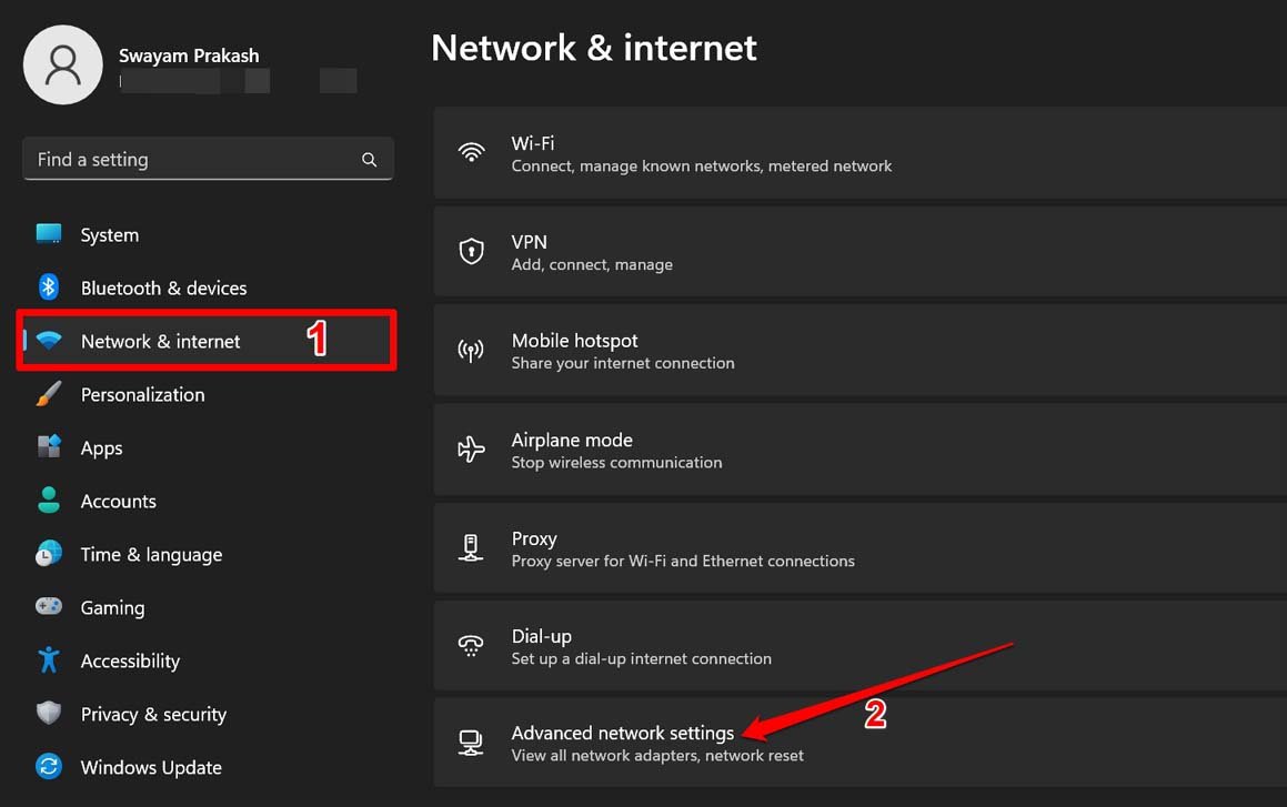 Windows 11 advanced network settings