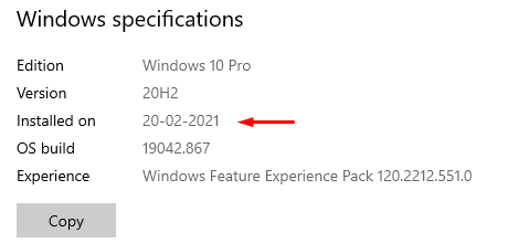 Windows Specifications