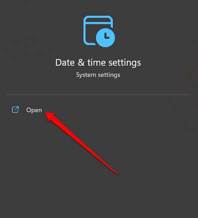 Windows date and time settings