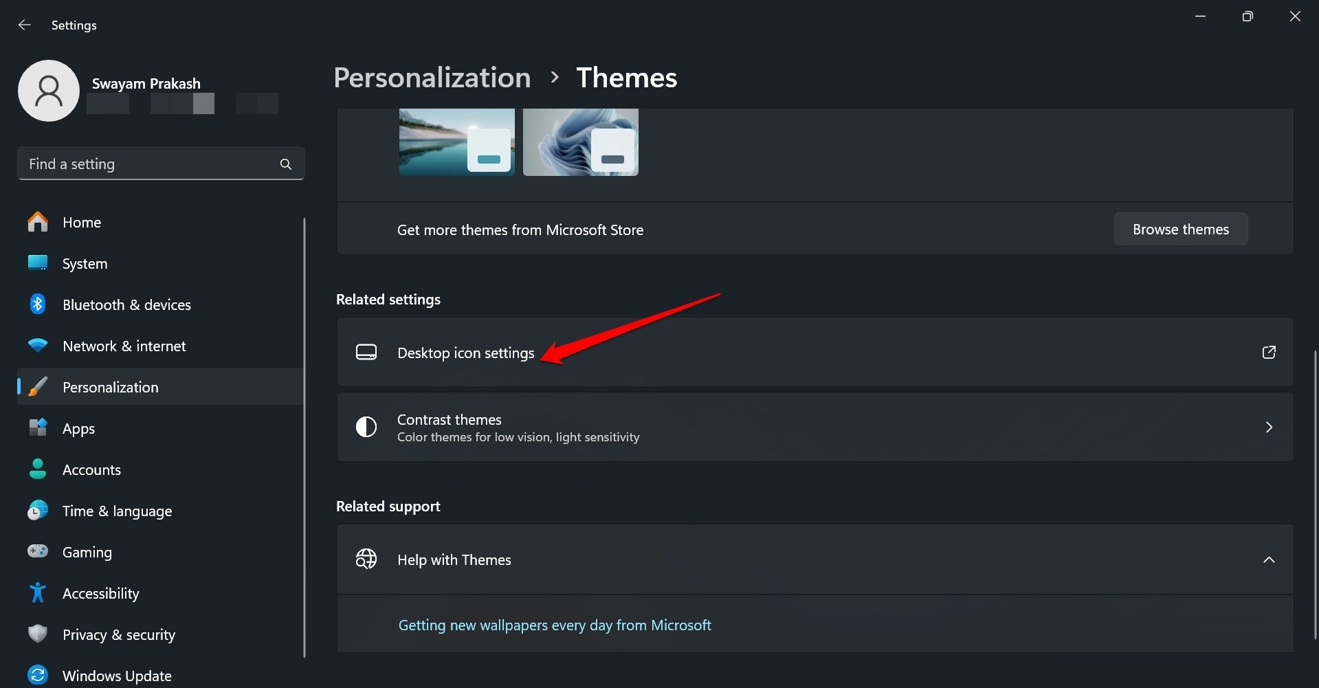 Windows desktop icon settings