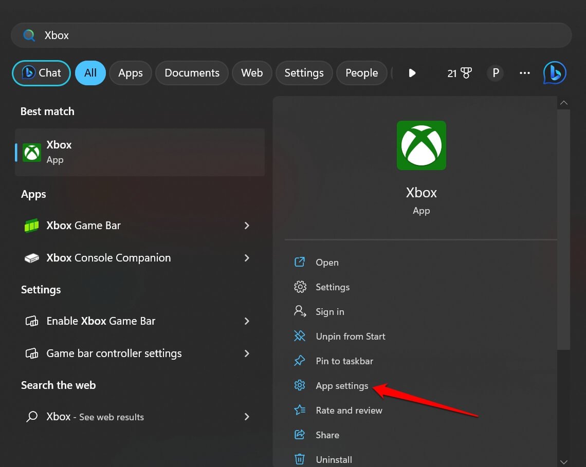 Xbox app settings windows 11