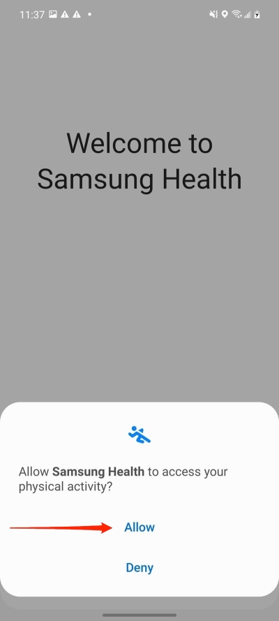 samsung health allow permissions