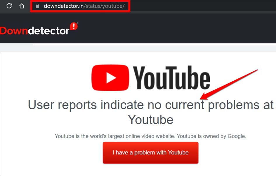 YouTube downdetector status