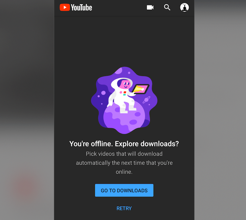 YouTube Offline Go to Downloads