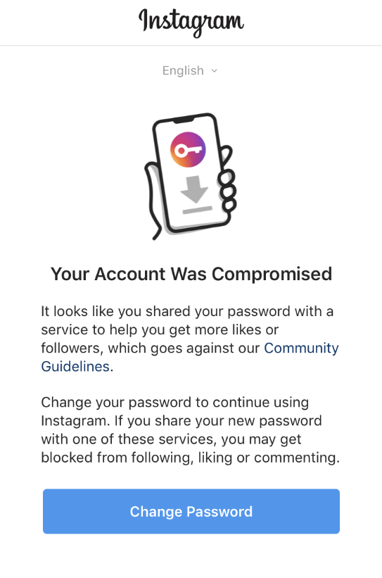 Your Account Was Compromised Message Instagram