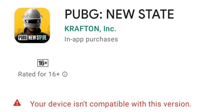 Your Device isn't compatible with this version