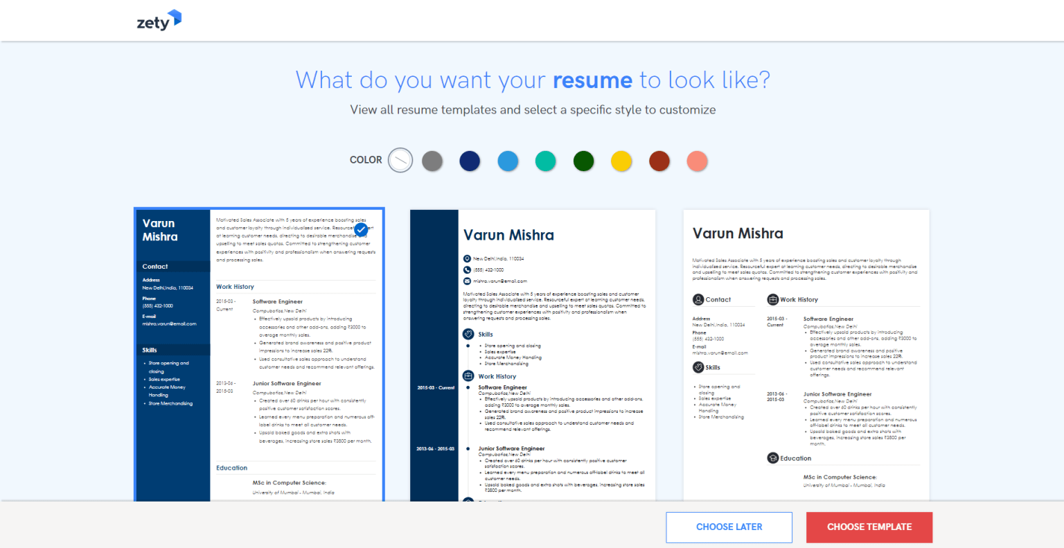 Zety Resume Builder