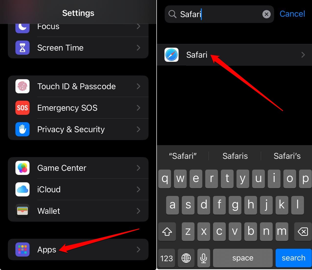 access Safari on iOS 18
