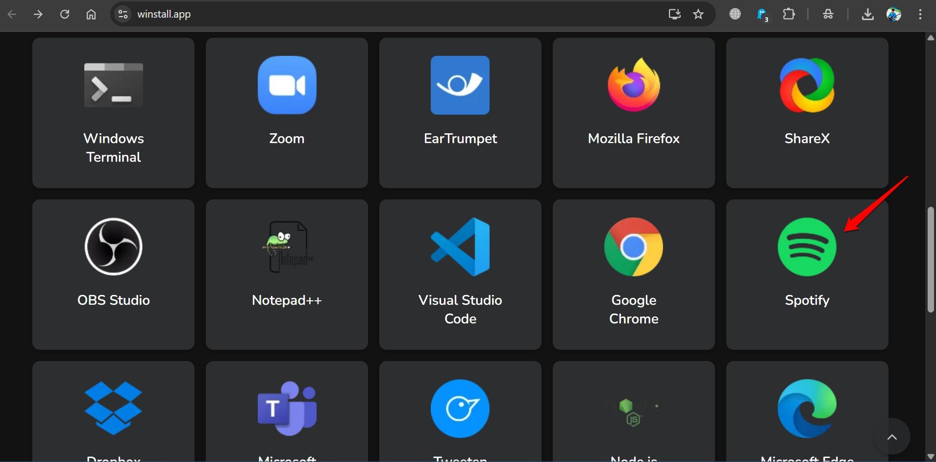 access Spotify app package on Winstall