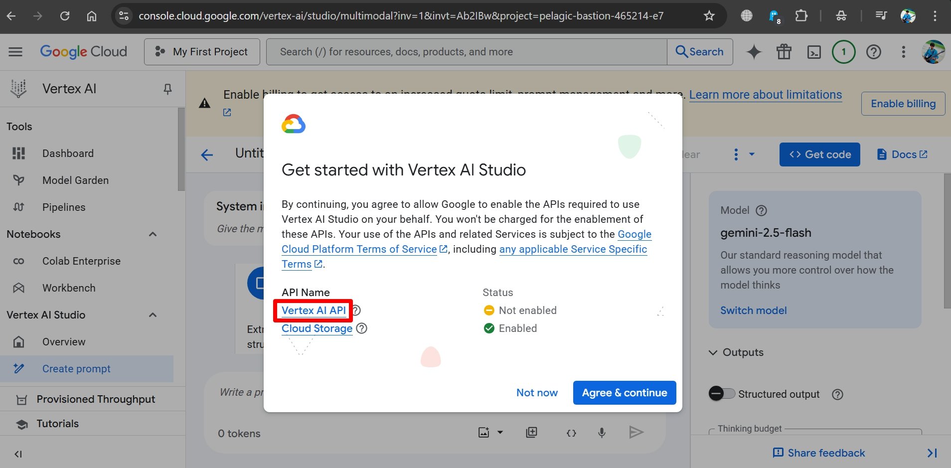 access Vertex AI API