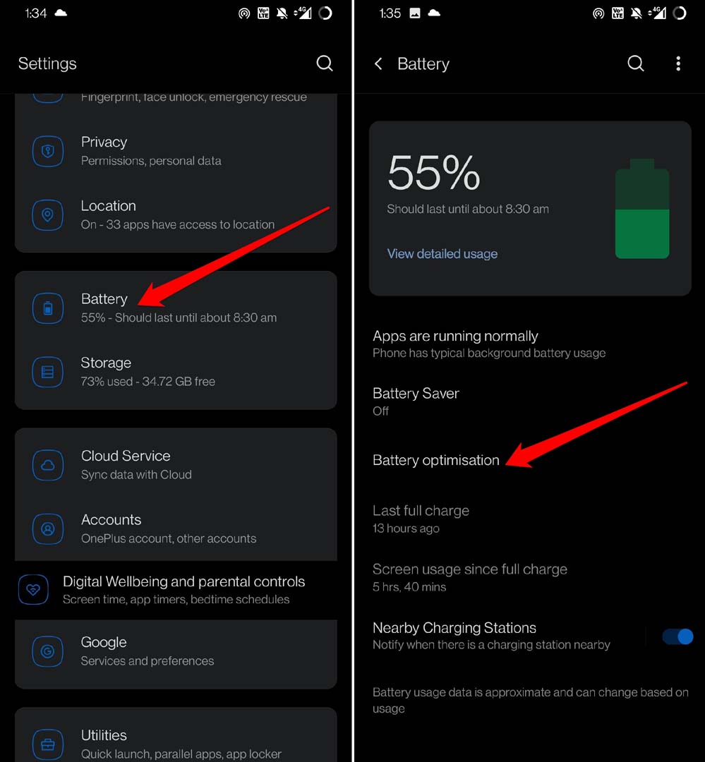 access battery optimization settings android