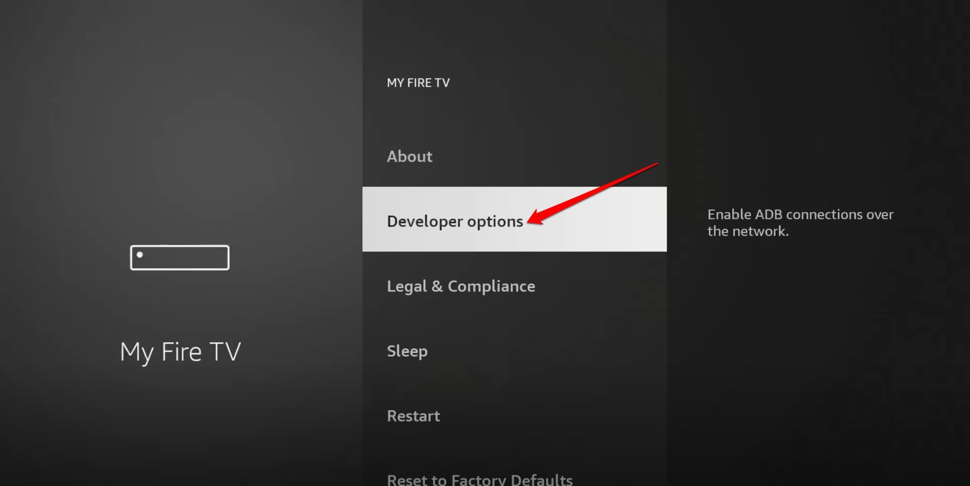 access developer options on Firestick