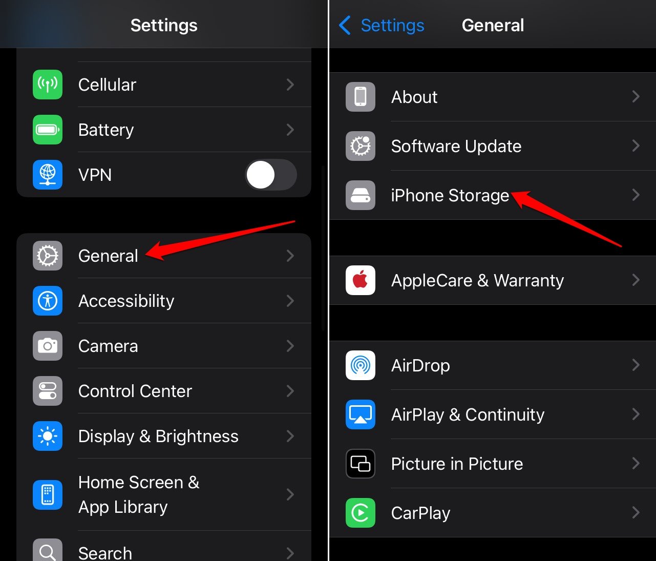 access iPhone storage in iOS 18