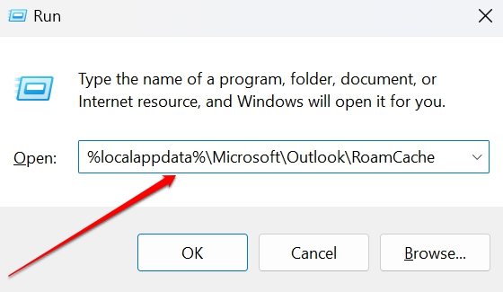 access roamcache to clear cache of MS Outlook