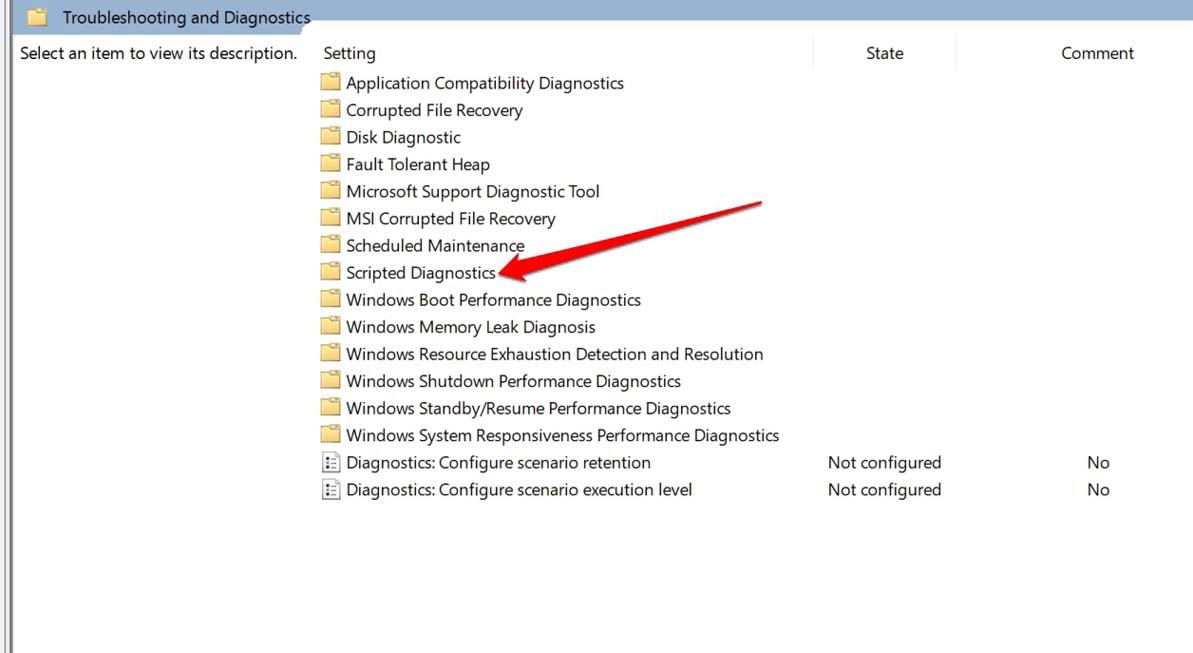 access scripted diagnostics in Windows OS
