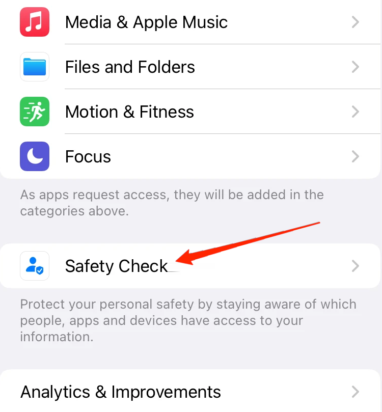 safety check iphone