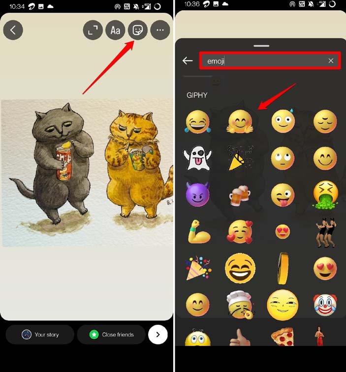 add live emoji to picture on Instagram