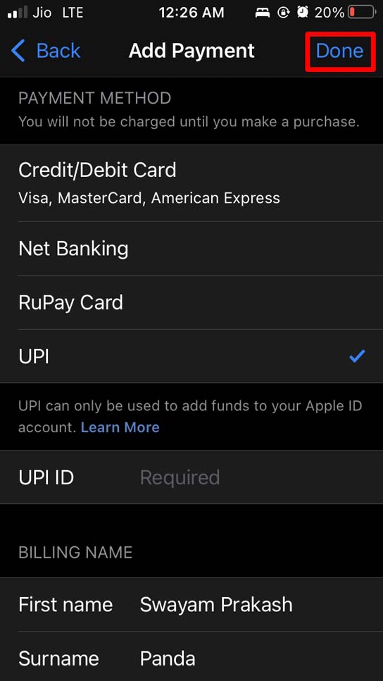 add payment details