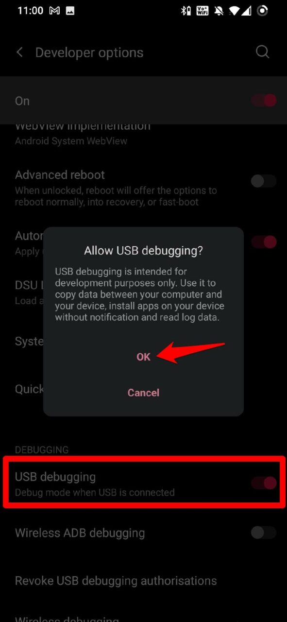 allow USB debugging Android