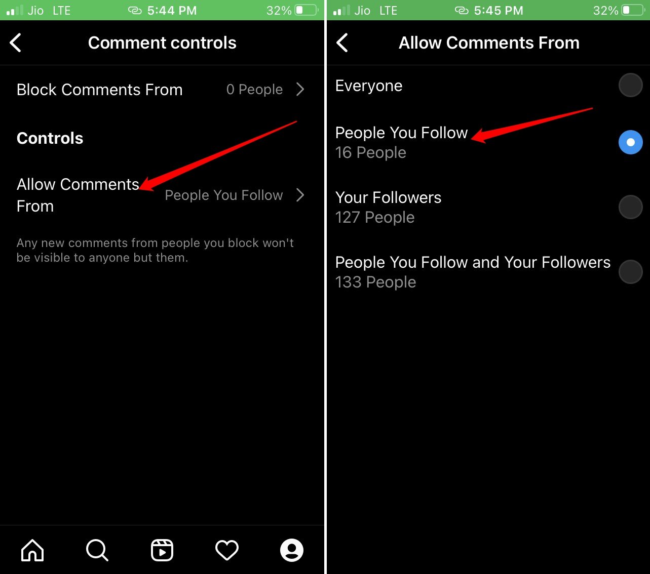 allow comments from people you follow