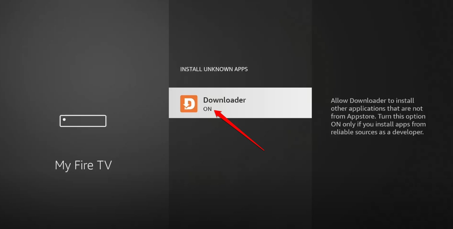 allow installing unknown apps through the downloader app