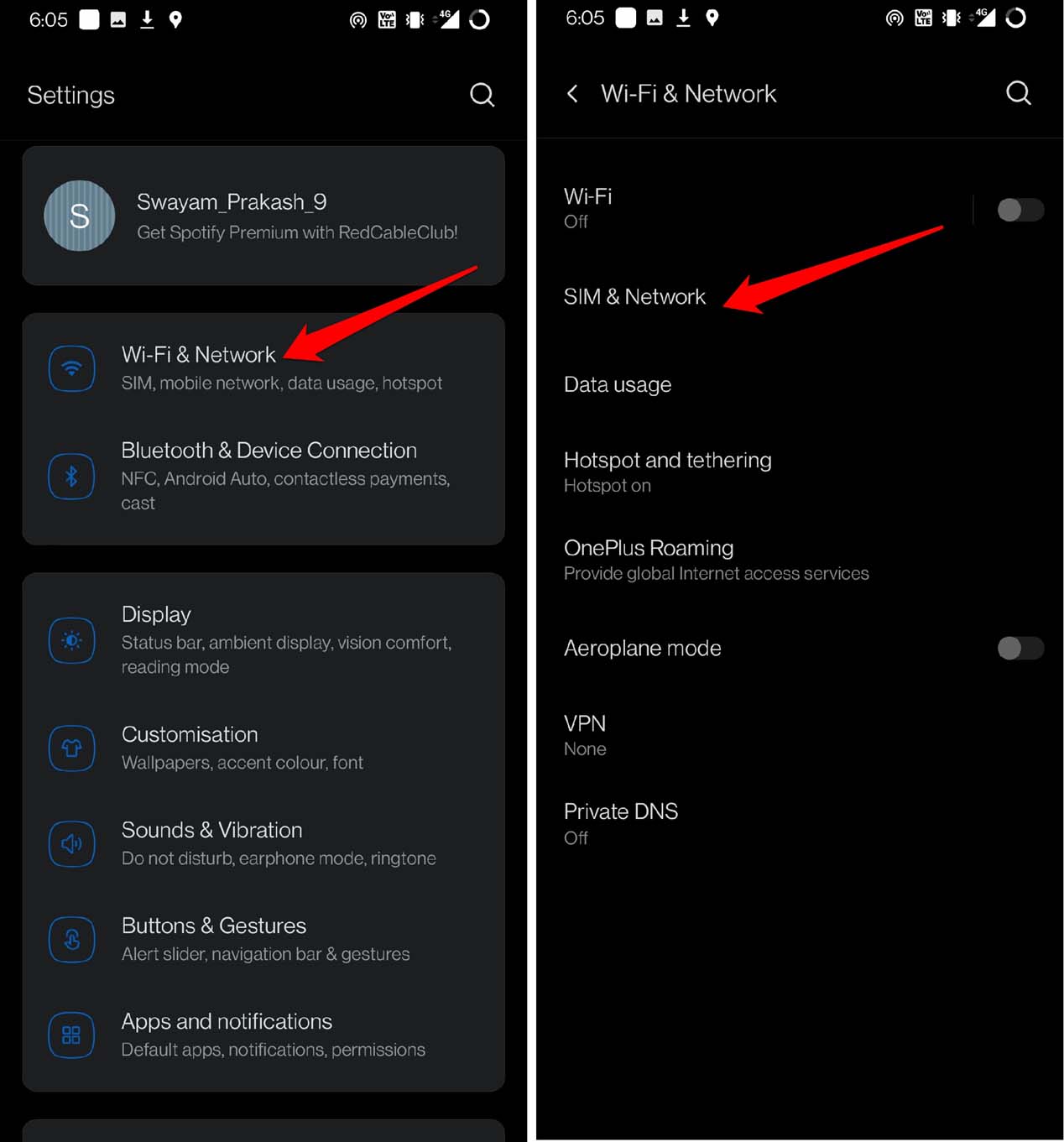 android SIM and network settings