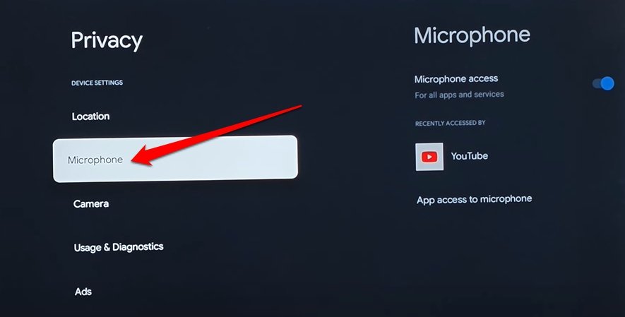 android TV microphone settings