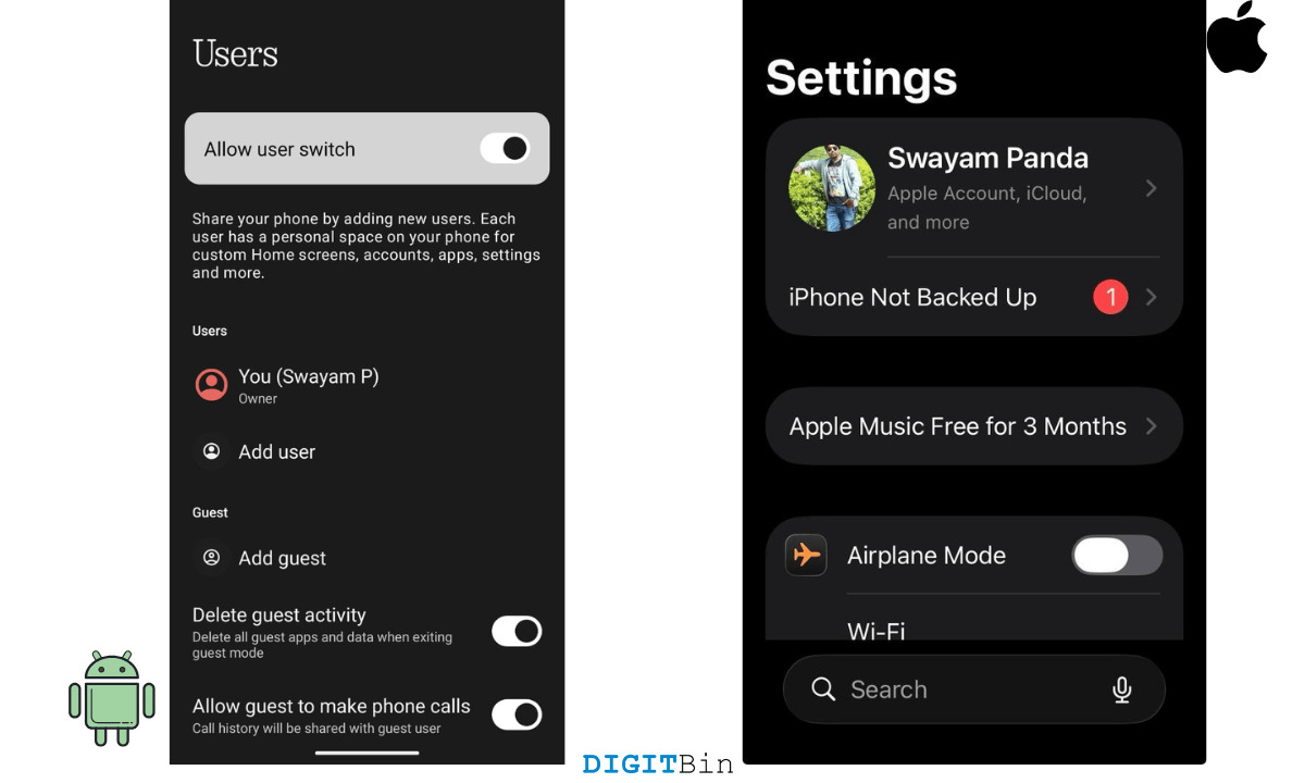 android allows multiple user accounts on same device