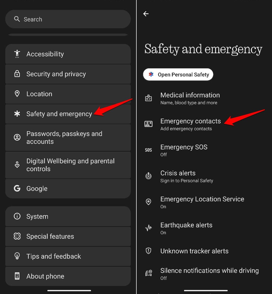 android safety and emergency