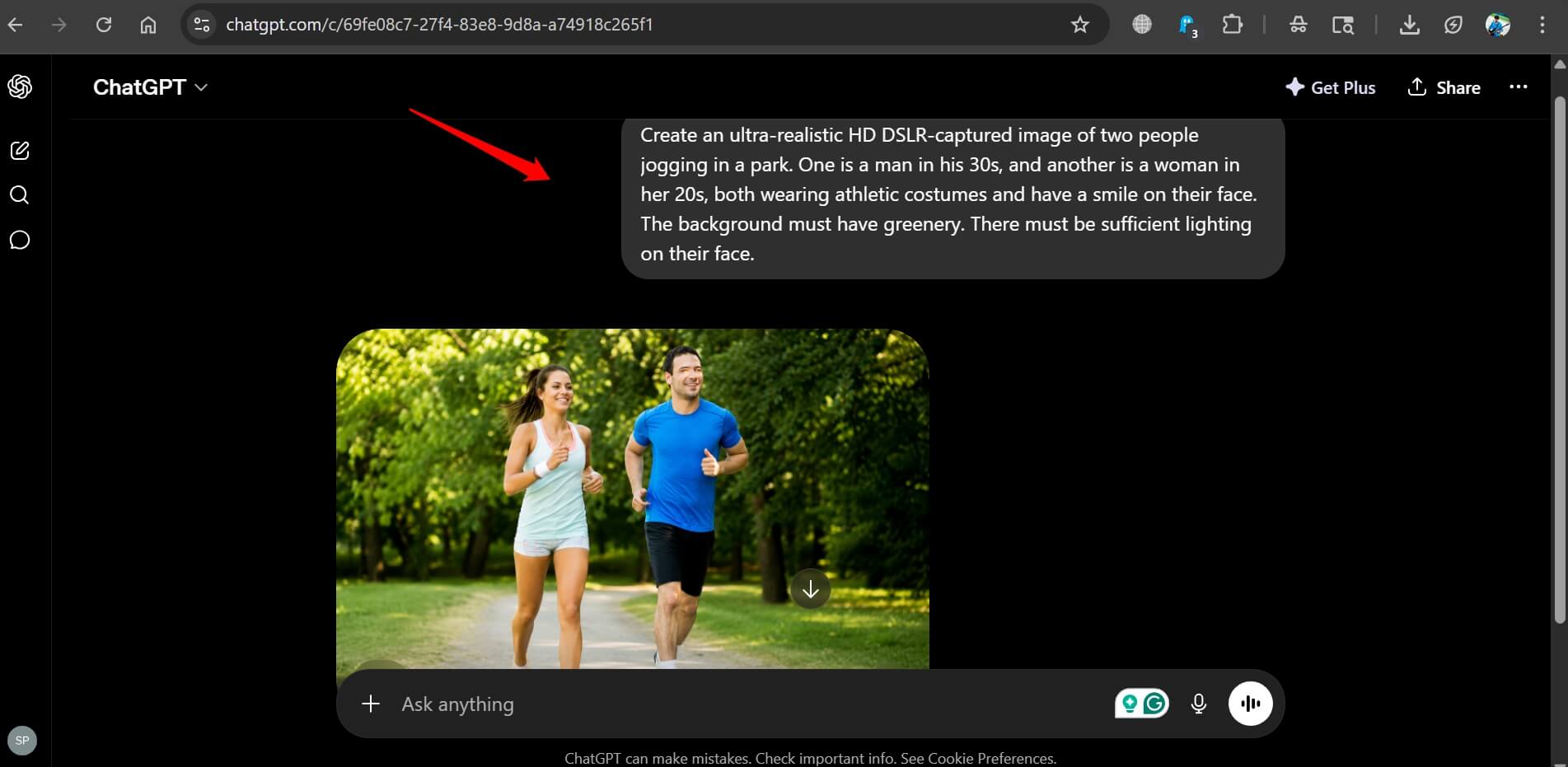 asking chatGPT to generate a realistic image