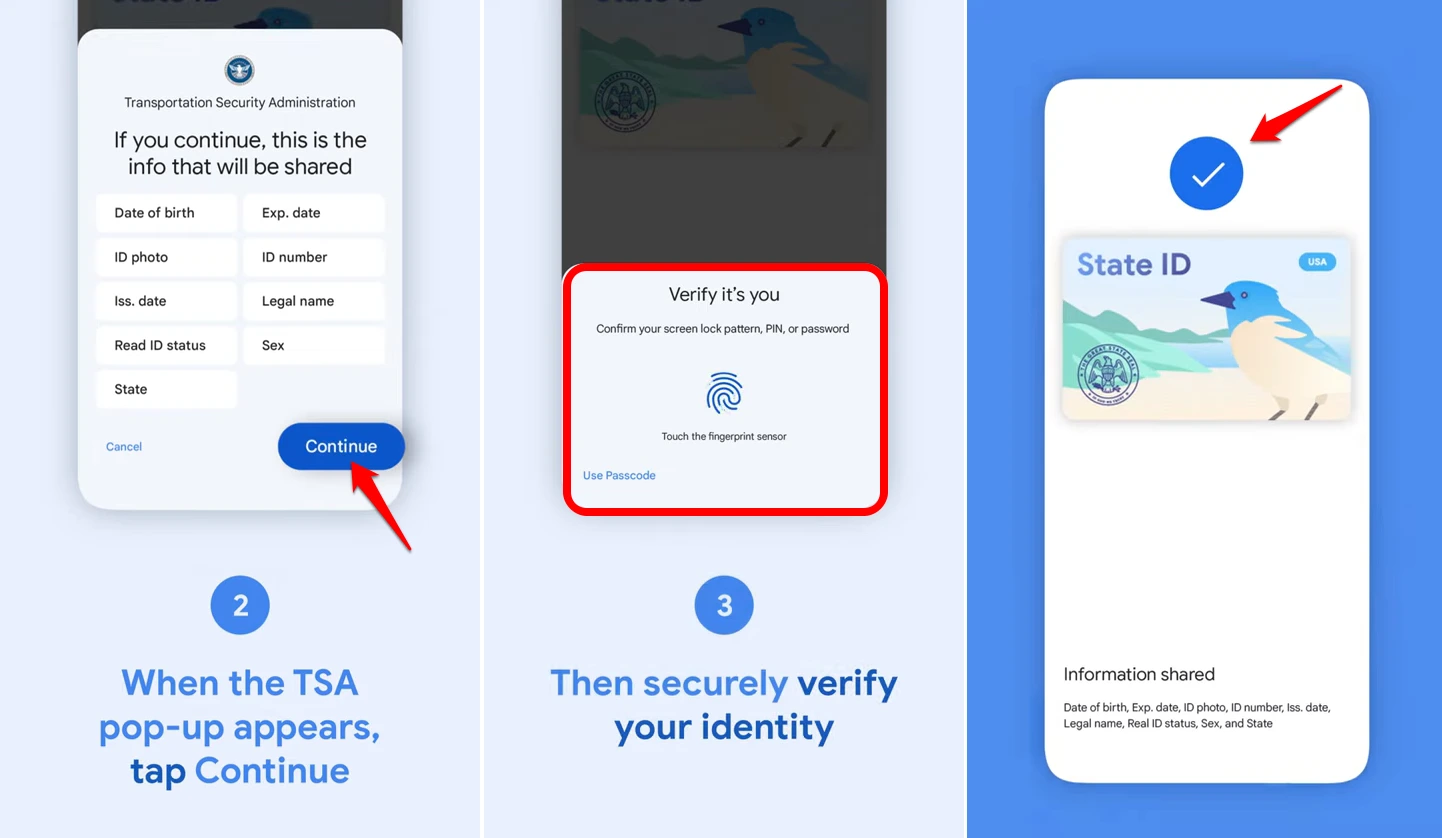 authenticate yourself with TSA to confirm ID pass