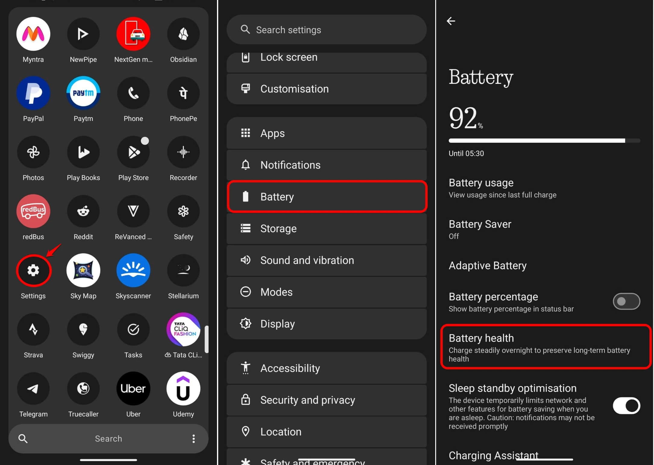 battery health on Android phone