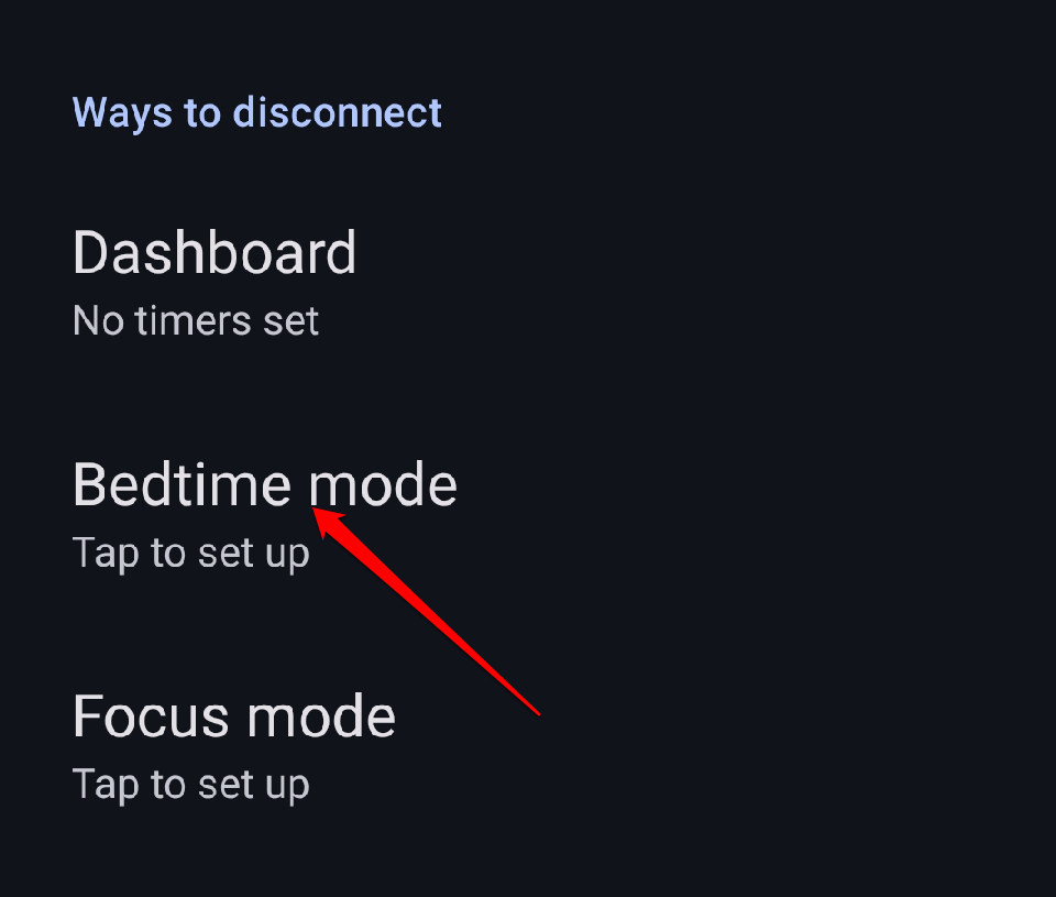 Scroll down and tap bedtime mode.
